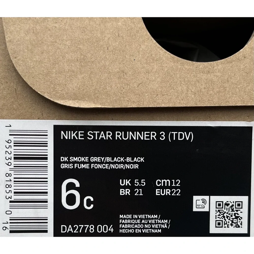 Nike Star Runner Toddler Boys Slip-on Running Shoes Size 6 Smoke Gray Black Lime